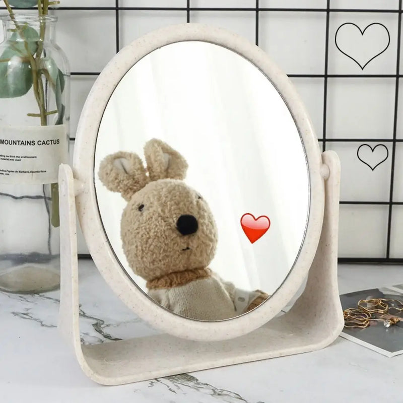 Foldable Desktop Makeup Mirror 360 Degree Rotating Double Sided Princess Mirror Adjustable with Stand Square round Mirror Home