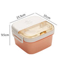 1100Ml Lunch Box with Spoon Fork Double Layer Buckle Closure Thermal Insulation Cold Preservation Compartment Bento Box