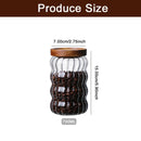 Striped Glass Sealed Jar with Lid Kitchen Food Container Gourd Shape Storage Bottle Tea Coffee Beans Grains Candy Jars Container