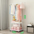 Standing Coat Rack Triangle Pulley Clothes Racks with Wheels Coat Shelf Bedroom Hanging Clothes Storage