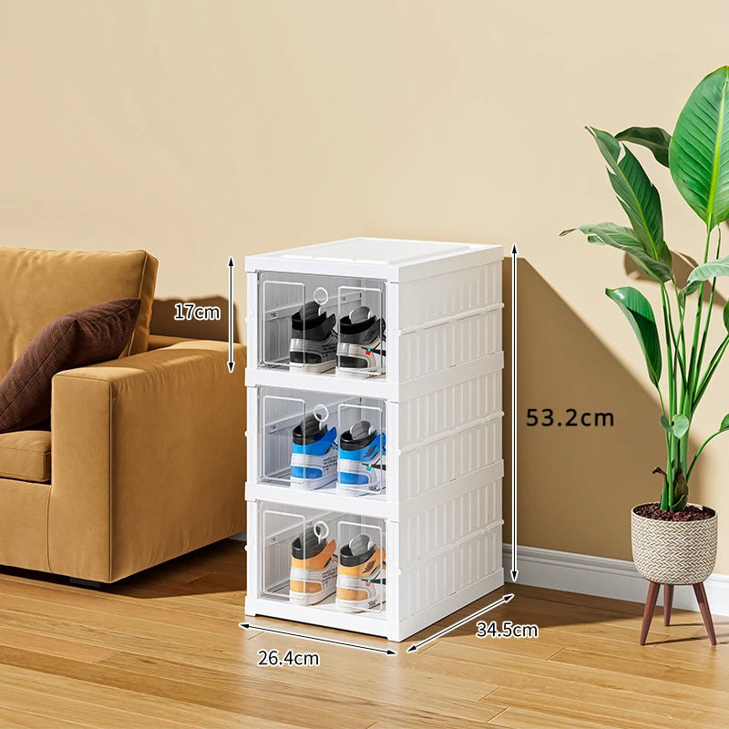 Foldable Shoe Rack Organizer Installation Free Stackable Dustproof Transparent Multi Layer Shoe Rack