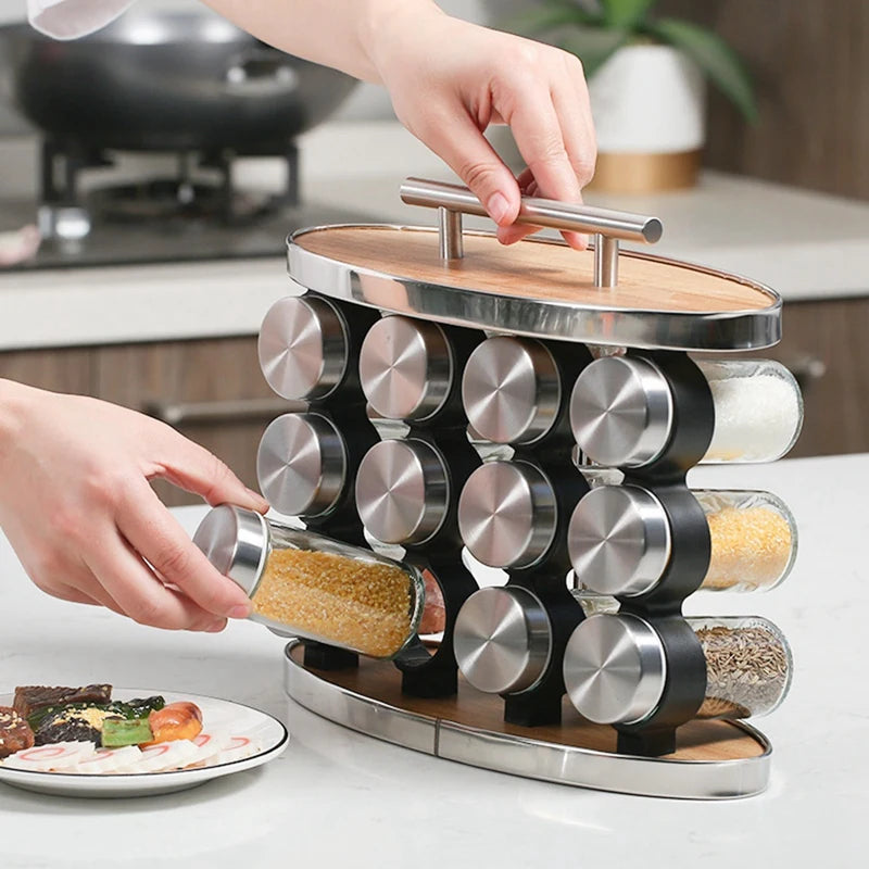 Spice Storage Tank Glass Spice Bottle Seasoning Jar Set Seasoning Rack