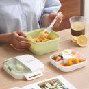 1100Ml Lunch Box with Spoon Fork Double Layer Buckle Closure Thermal Insulation Cold Preservation Compartment Bento Box