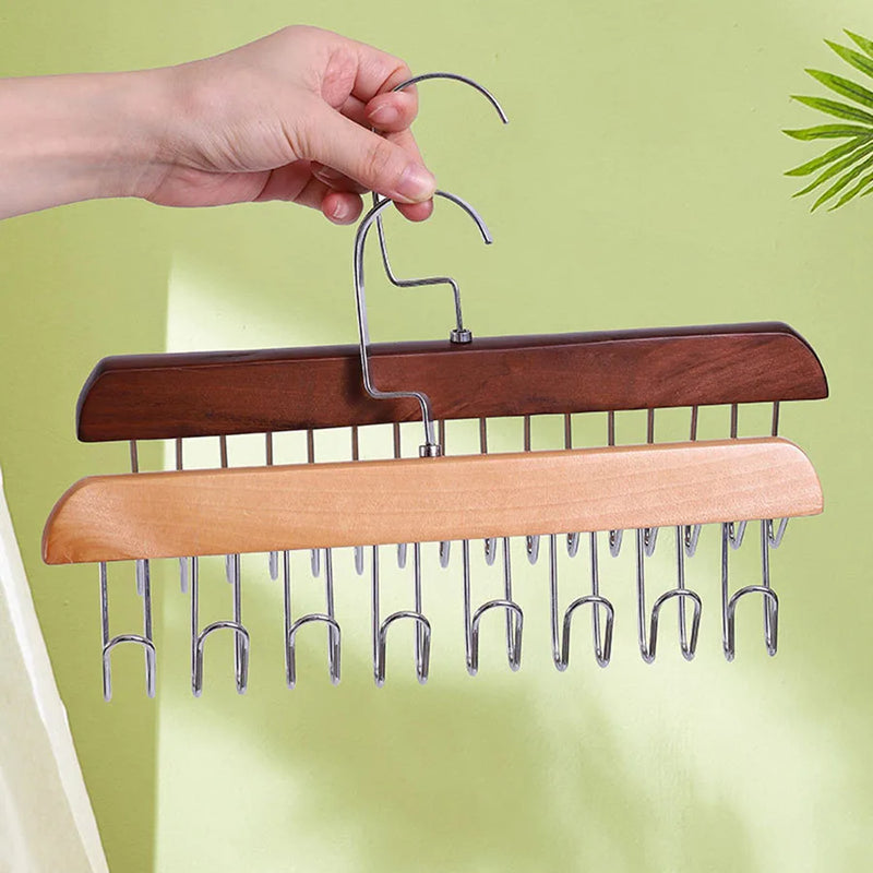 8 Hook Multifunctional Solid Wood Hanger Perfect for Hanging Belts, Hats, Vests, Underwear, Silk Scarves, Dormitory Home Goodies