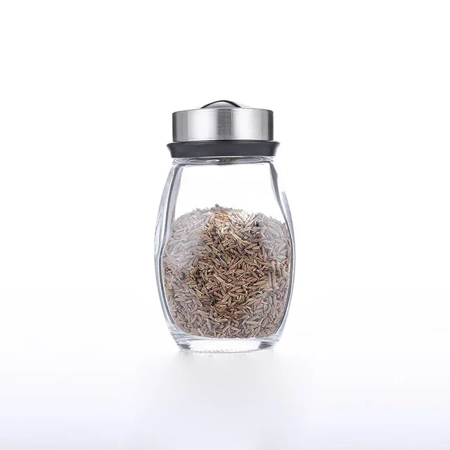 6 in 1 Spice Jar Set Rack Rotating Glass Seasoning Sugar Pepper Bottles Organizer Salt Shakers Holder Kitchen Storage Rack