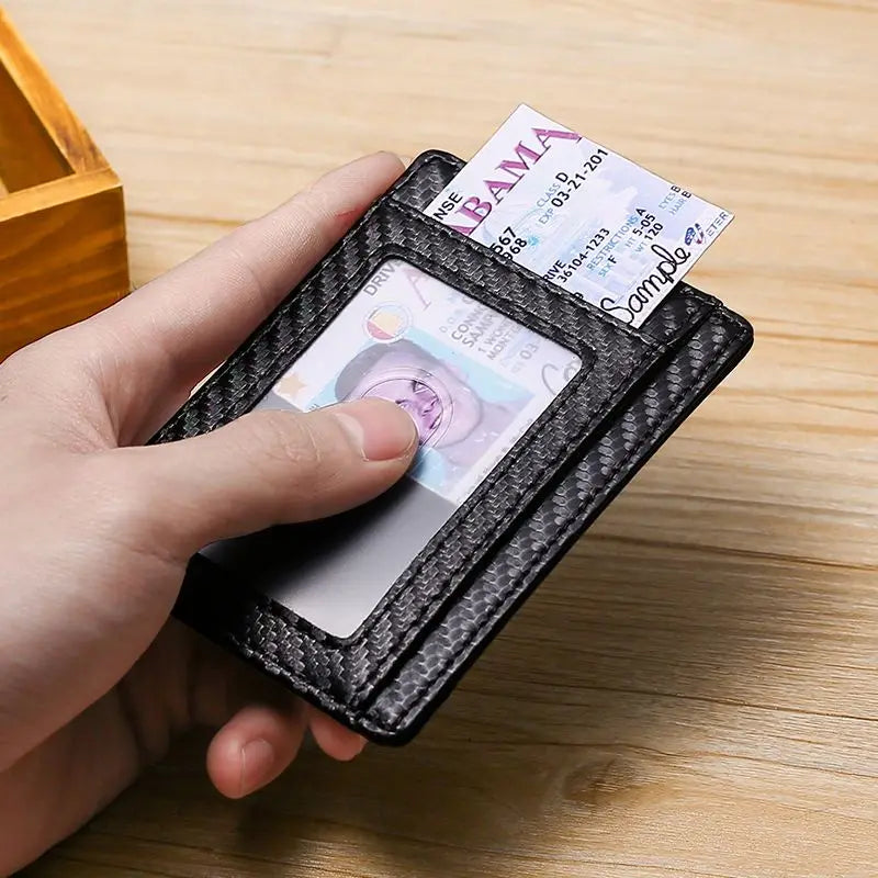 Men'S Slim Minimalist Front Pocket Wallets RFID Blocking Credit Card Holder Portable Ultra-Thin Leather Wallets Porta Tarjetas