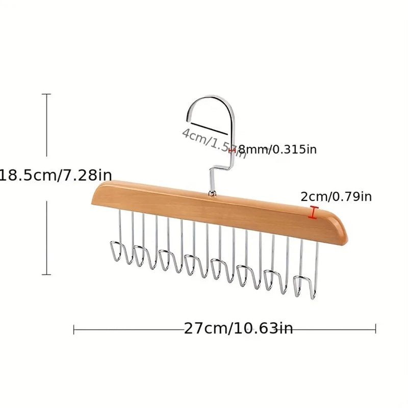 8 Hook Multifunctional Solid Wood Hanger Perfect for Hanging Belts, Hats, Vests, Underwear, Silk Scarves, Dormitory Home Goodies