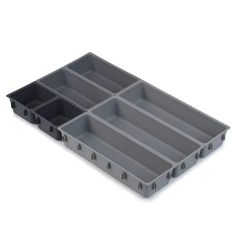 7 Pieces Kitchen Drawer Tableware Cutlery Knife and Fork Free Combination Sorting Box Multi-Functional Debris Storage Tray