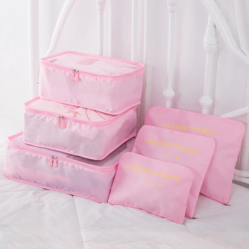 6Pcs Bag Large Capacity Travel Storage Suitcase Storage Luggage Clothes Sorting Organizer Set Pouch Case Shoes Packing Cube