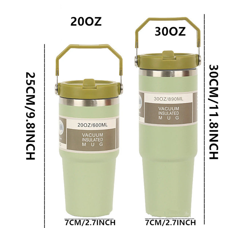 Vacuum Tumbler with Lid Stainless Steel Portable Water Bottle with Dazzling Handle Insulated Tumbler 30OZ