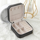 Jewelry Box Jewelry Storage Box PU Simple Solid Color Flip Cover Ring Necklace Earring Compartment Storage