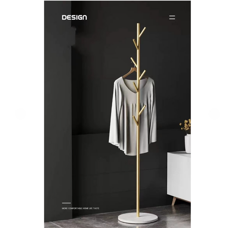 Levede Metal Coat Rack Marble Base Floor-Standing Hanger Bedroom Cloth Rack