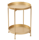 2 Tier Gold Contemporary Metal Coffee Table Side Table