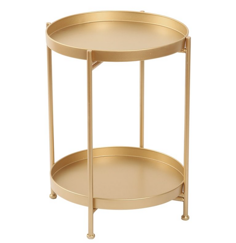 2 Tier Gold Contemporary Metal Coffee Table Side Table