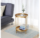 2 Tier Gold Contemporary Metal Coffee Table Side Table