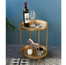 2 Tier Gold Contemporary Metal Coffee Table Side Table