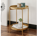 2 Tier Gold Contemporary Metal Coffee Table Side Table