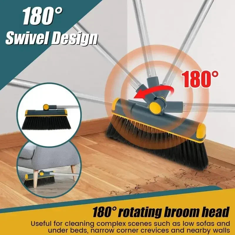 Foldable Broom and Scoop Set Upright Dust Pan and Brush Set 180 Degree Rotation Dustless Floor Soft Brush