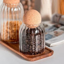 Cork Stopper Transparent Glass Sealed Jar Kitchen Food Tea Candy Coffee Beans Spices Storage Tank
