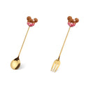 Stainless Steel Spoon Fork Cute Version Rainbow Lollipop Donut Spoons Fruit Forks Kids Set Macaron Dessert Kitchen Accessories