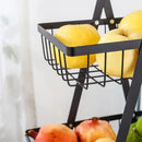 Metal Fruit Basket Bowl for Kitchen Fruit and Vegetable Storage Metal Holder Wood Lift Handle 3 Tier Removable Assembled