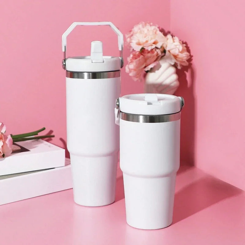 Vacuum Tumbler with Lid Stainless Steel Portable Water Bottle with Dazzling Handle Insulated Tumbler 30OZ