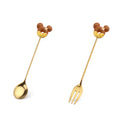 Stainless Steel Spoon Fork Cute Version Rainbow Lollipop Donut Spoons Fruit Forks Kids Set Macaron Dessert Kitchen Accessories