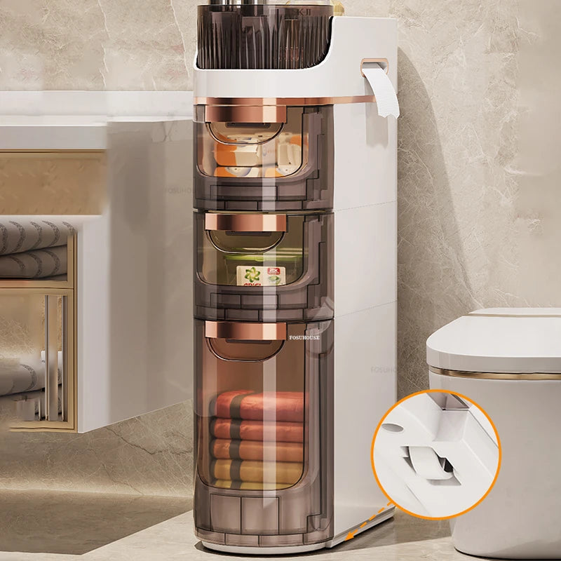 Luxury Bathroom Gap Storage Bathroom Cabinets Home Kitchen Multi-Layer Shelf with Wheels Organizing Cabinet 