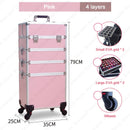 Professional Detachable Cosmetic Case Beauty Nail Makeup Train Case Rolling Makeup Travel Case Tool Box Makeup Storage Organizer