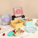 Portable Lunch Box with Compartments Soup Bowl with Transparent Lid Sealed Buckle Design Large Capacity Food Storage Container