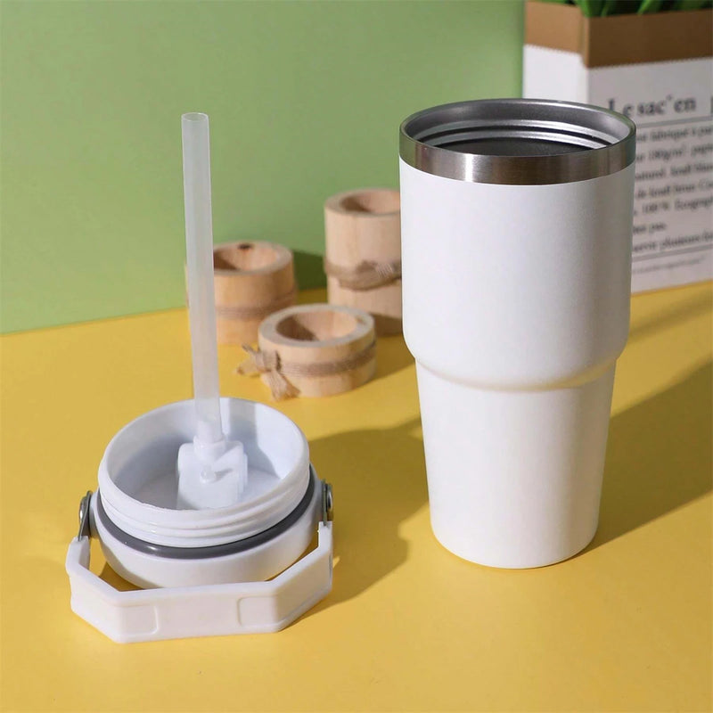 Vacuum Tumbler with Lid Stainless Steel Portable Water Bottle with Dazzling Handle Insulated Tumbler 30OZ