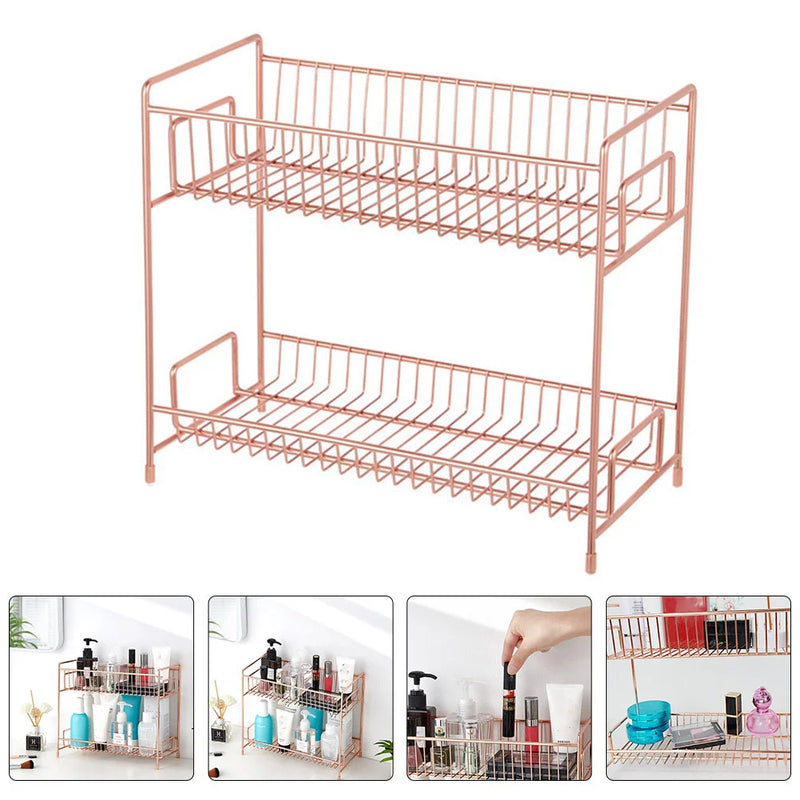 Dual- Layer Storage Rack Polymer Clay Charms for Nails Shelves Sundries Holder Shelf Desktop Iron Cosmetics Organizer