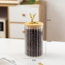 Deer Wood Lid Sealed Glass Sugar Jar Nuts Coffee Beans Grain Storage Glass Tea Jar Food Storage Container Bottle Kitchen Tool