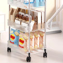 Durable Storage Rack Cart Multi-Tiered Rolling Cart for Snacks Bathroom Storage Transparent Basket Organizer Trolley with Wheels