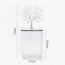 Clear Waterproof Cotton Swab Storage Box with Tree Shaped Jewelry Shelf Lid