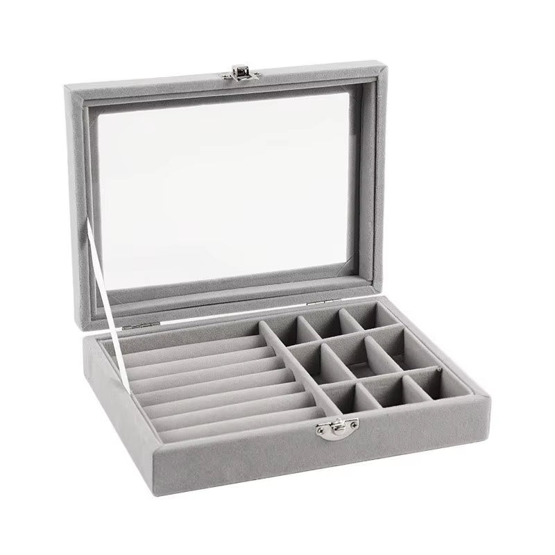 Jewelry Storage Box Earring Ring Necklace Jewelry Display Box Jewelry Classification Dustproof Transparent Flip Lid Jewelry Box