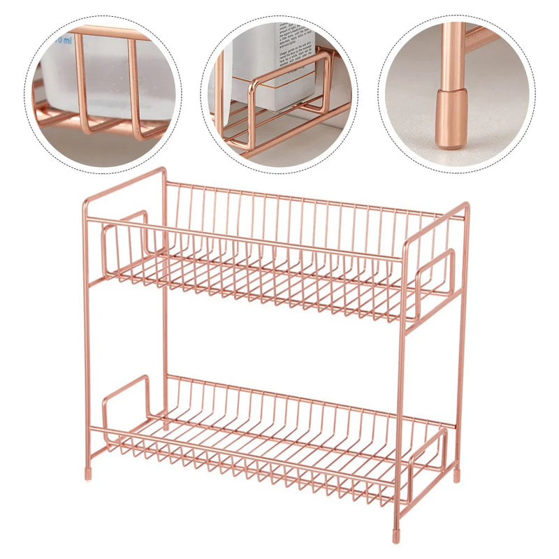 Dual- Layer Storage Rack Polymer Clay Charms for Nails Shelves Sundries Holder Shelf Desktop Iron Cosmetics Organizer