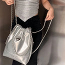 Drawstring Chain Fashion Soft Leather Backpack Versatile Commuter Bag New Backpack Women Bag
