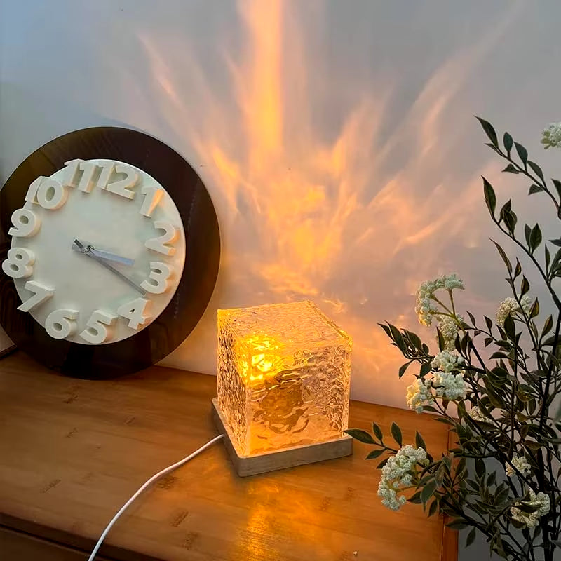Water Flowing Table Lamp Northern Aurora Nightlight Kids Bedroom Relaxing Mood Lighting Wave Projector Lamps 