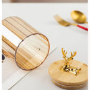 Deer Wood Lid Sealed Glass Sugar Jar Nuts Coffee Beans Grain Storage Glass Tea Jar Food Storage Container Bottle Kitchen Tool