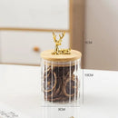 Deer Wood Lid Sealed Glass Sugar Jar Nuts Coffee Beans Grain Storage Glass Tea Jar Food Storage Container Bottle Kitchen Tool