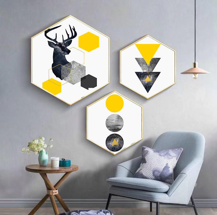 3pcs Hexagon Wall Decorative Frame