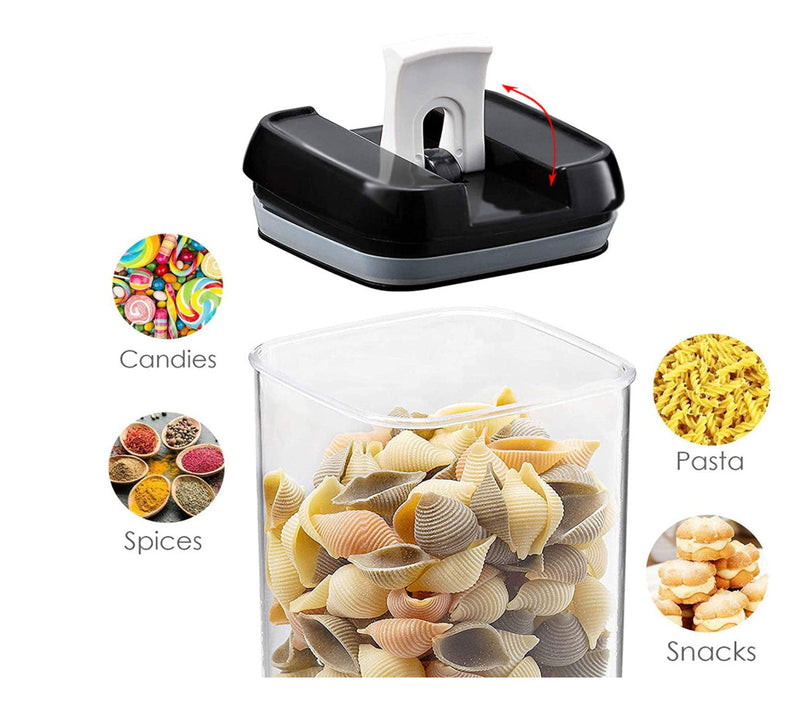 5pcs Acrylic Set Food Storage Conatiner Air-tight Easy Lock Lid Organizer