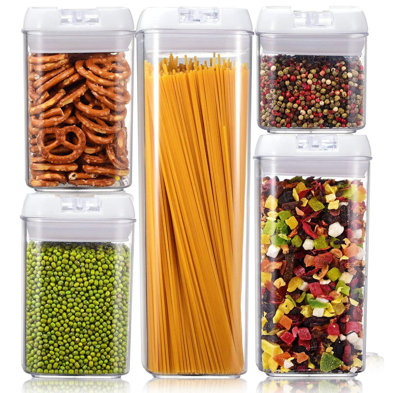 5pcs Acrylic Set Food Storage Conatiner Air-tight Easy Lock Lid Organizer