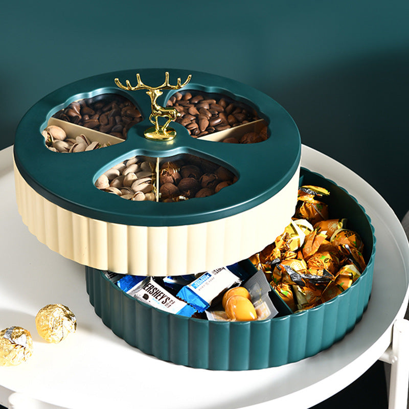 Nordic Style Dried Fruit Tray Double Layer Modern Candy Snack Box with Lid