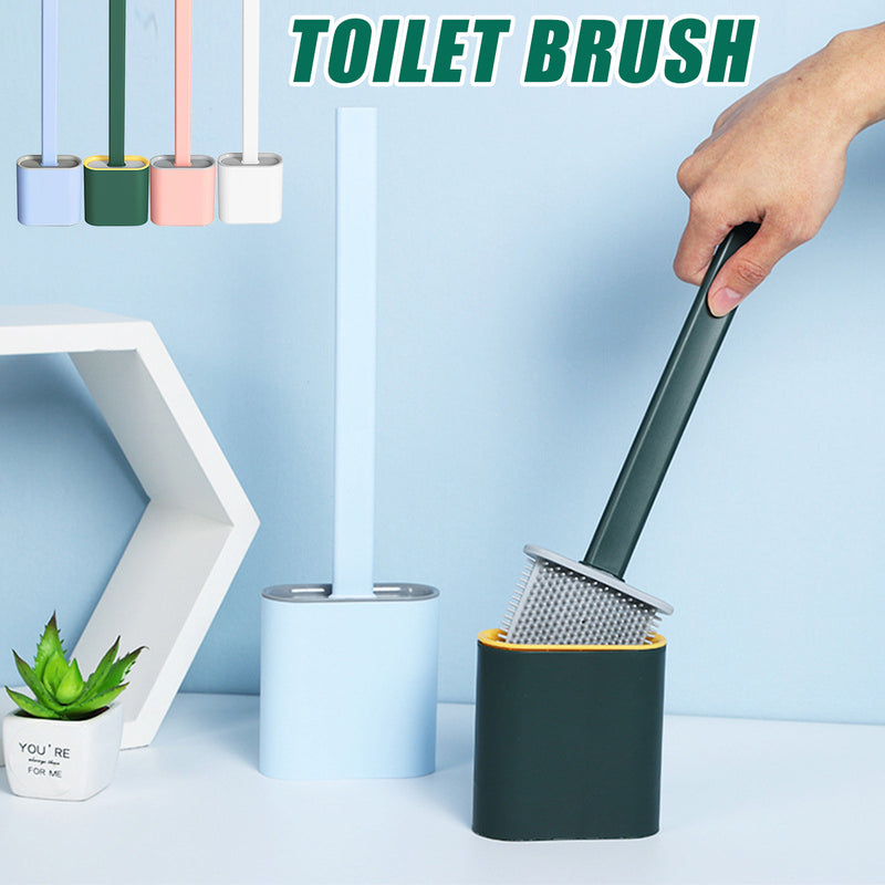 Silicone Toilet Brush With Toilet Brush Holder Stand Bathroom Cleaning Tool