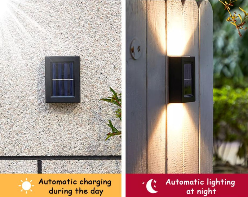 Solar LED Wall Outdoor Waterproof Garden Wall Lamp, Pack of 2