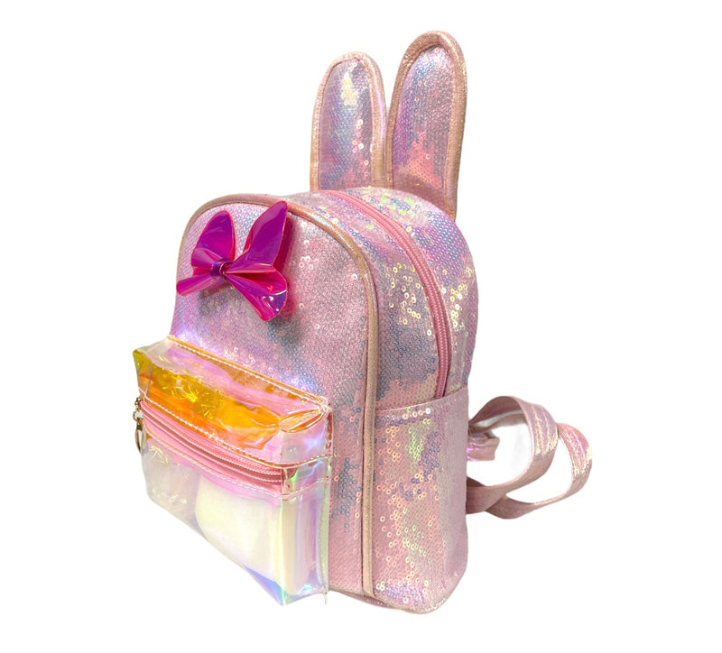 Mini Sequin Girls Glitter Rainbow Backpack with PVC Front Pocket