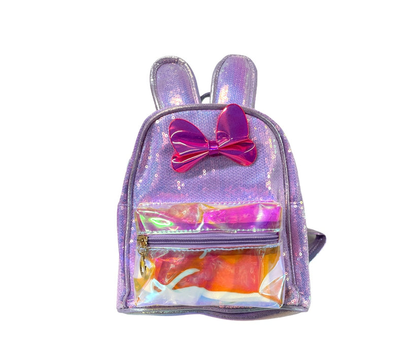 Mini Sequin Girls Glitter Rainbow Backpack with PVC Front Pocket