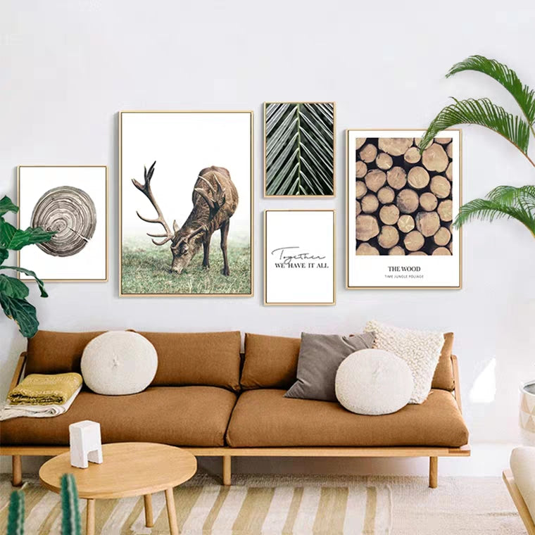 5pcs Canvas Decorative Wall Wood & Nature